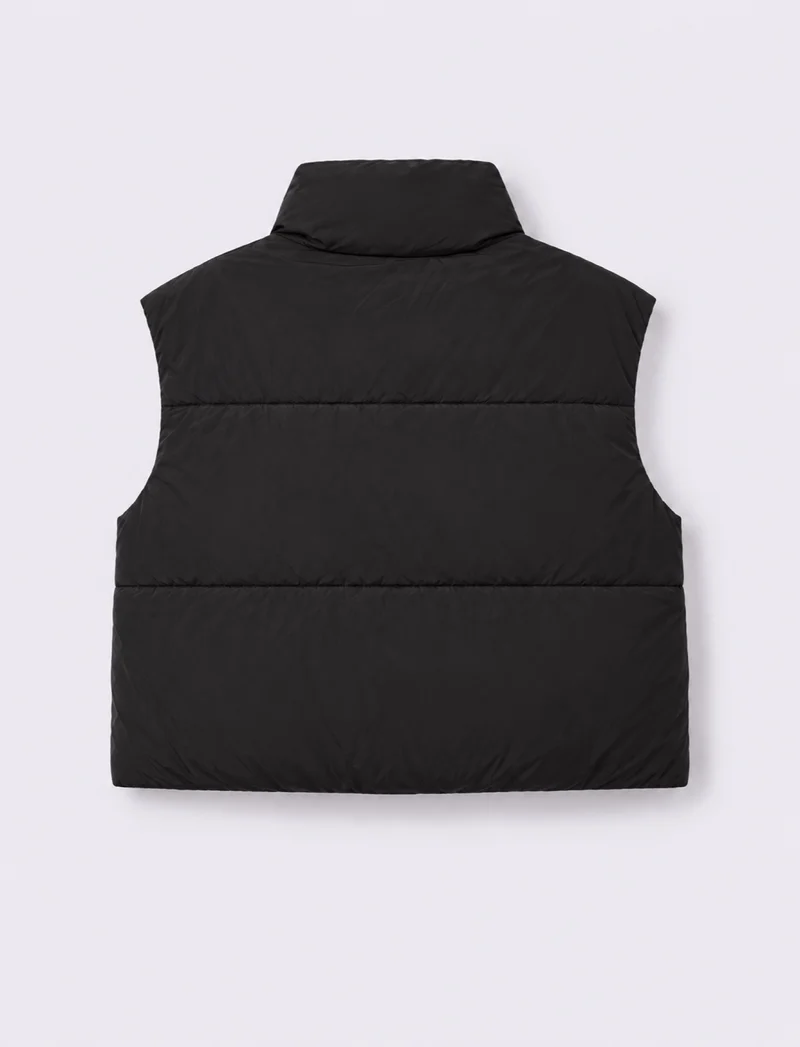 Giubbotto bomber smanicato imbottito - Nero
