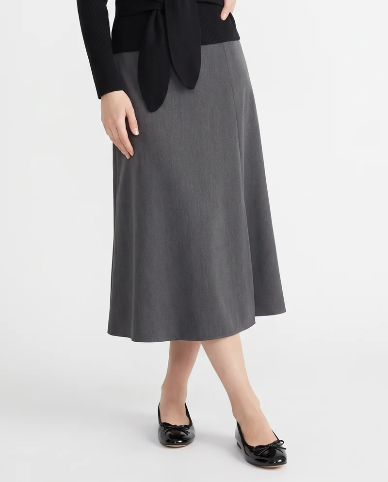 Gonna longuette svasata elegante - Grigio mel.