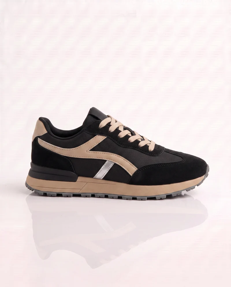 Sneakers retrò da uomo in poliuretano nero - Nero