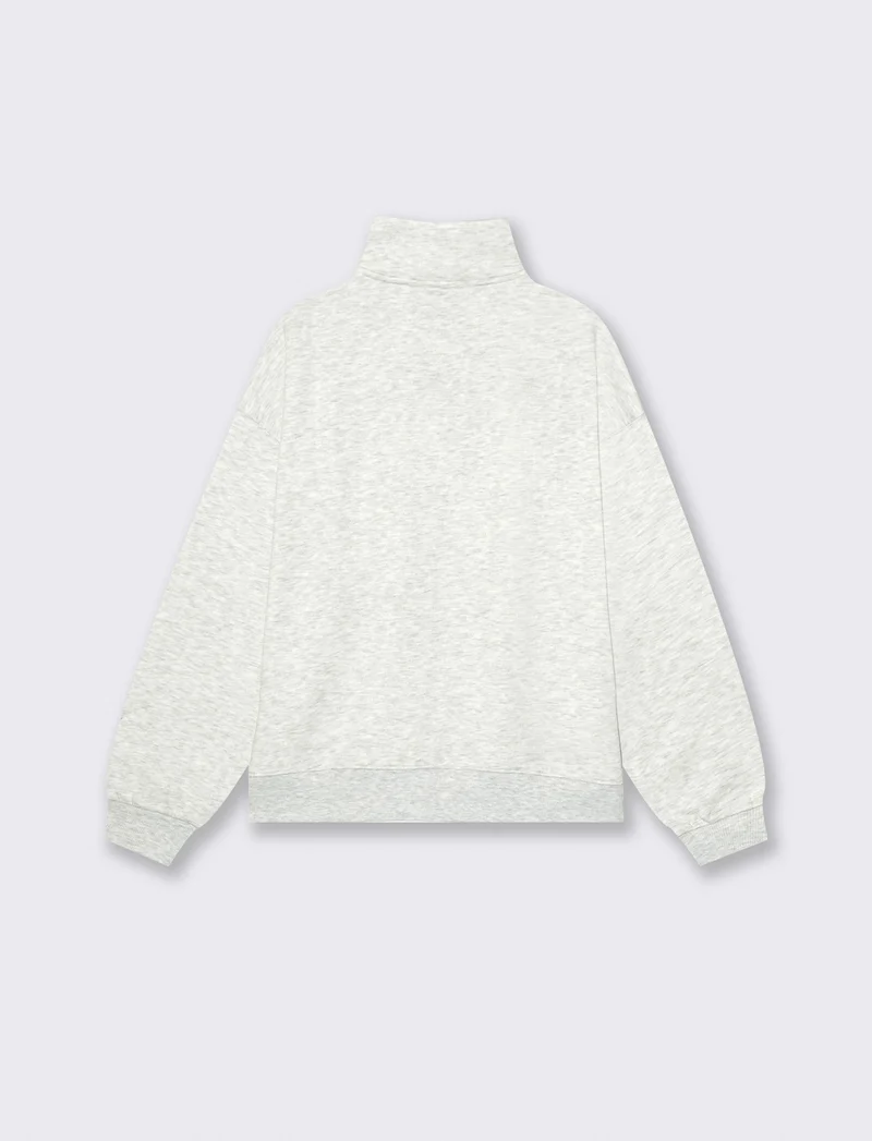 Felpa con collo alto e zip integrata - Grigio chiaro mel.