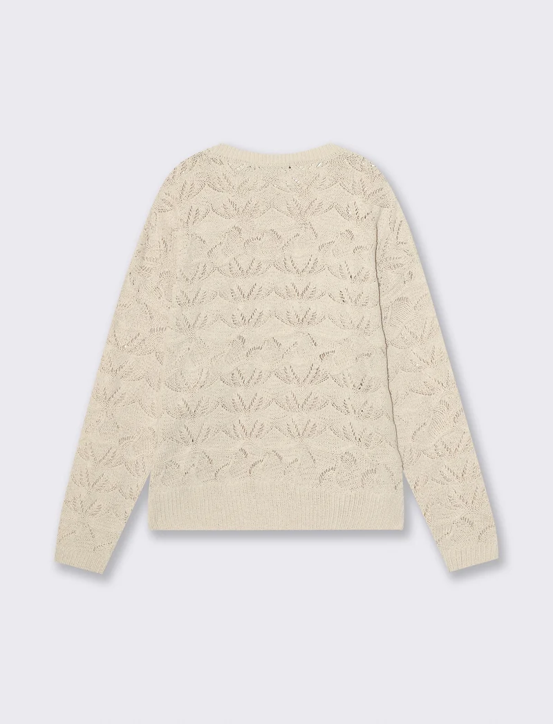 Pullover girocollo in ciniglia opaca - Avorio