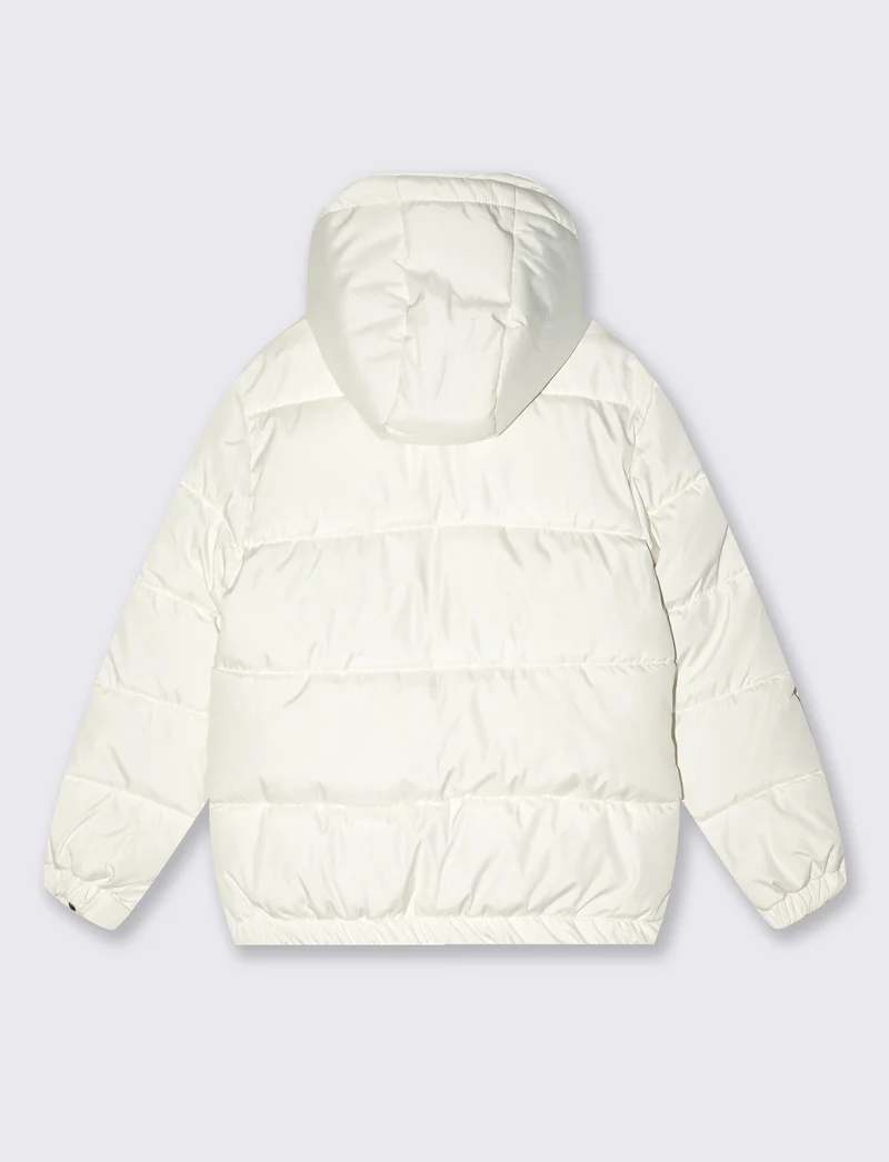 Giubbotto piumino minimal con cappuccio - Bianco latte