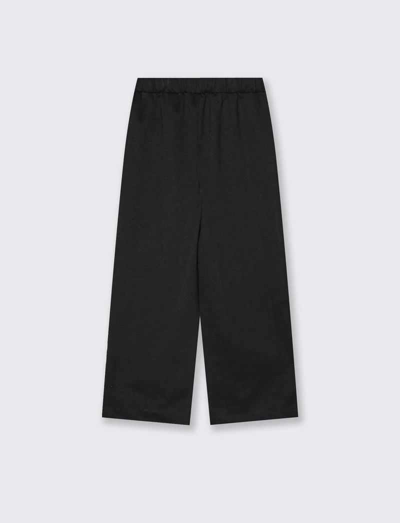 Pantaloni wide leg con fibbie decorative - Nero