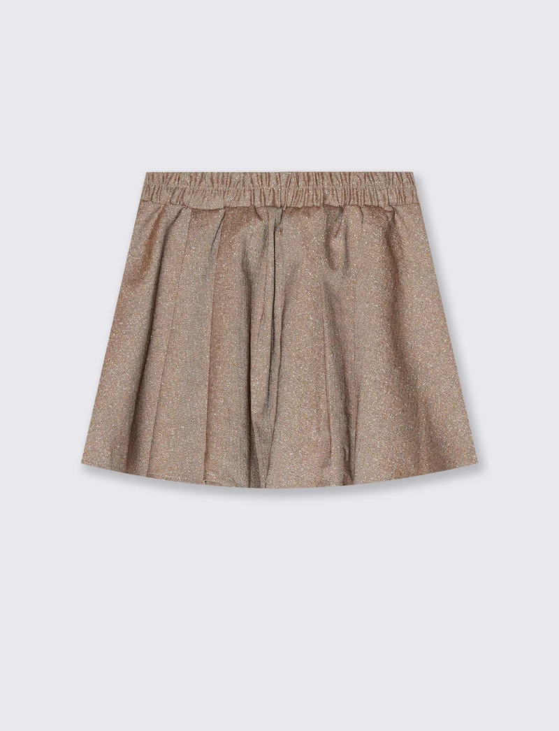 Gonna ampia in tessuto spigato per bambina - Beige