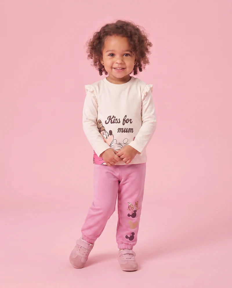 T shirt Minnie con rouches maniche lunga - Bianco latte