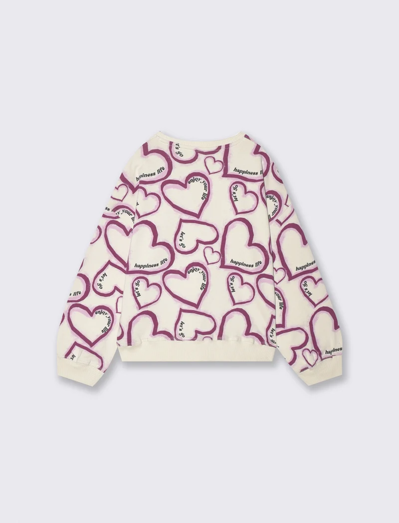 Felpa girocollo casual con stampe uniche - Beige