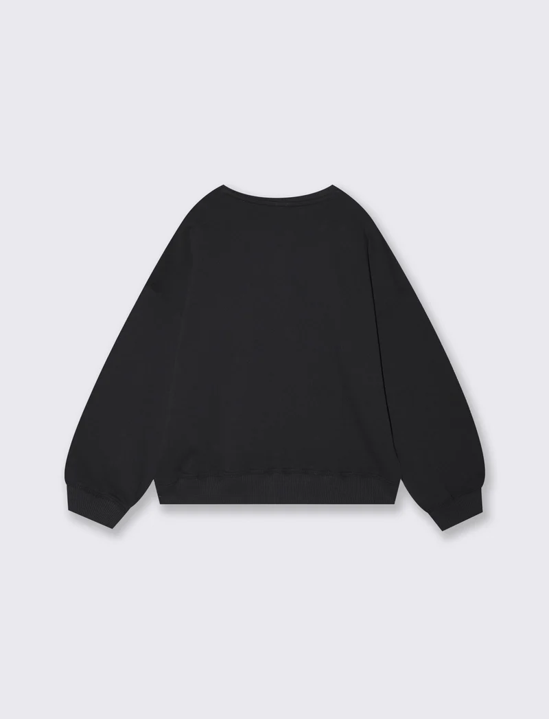 Felpa girocollo casual con stampe uniche - Nero