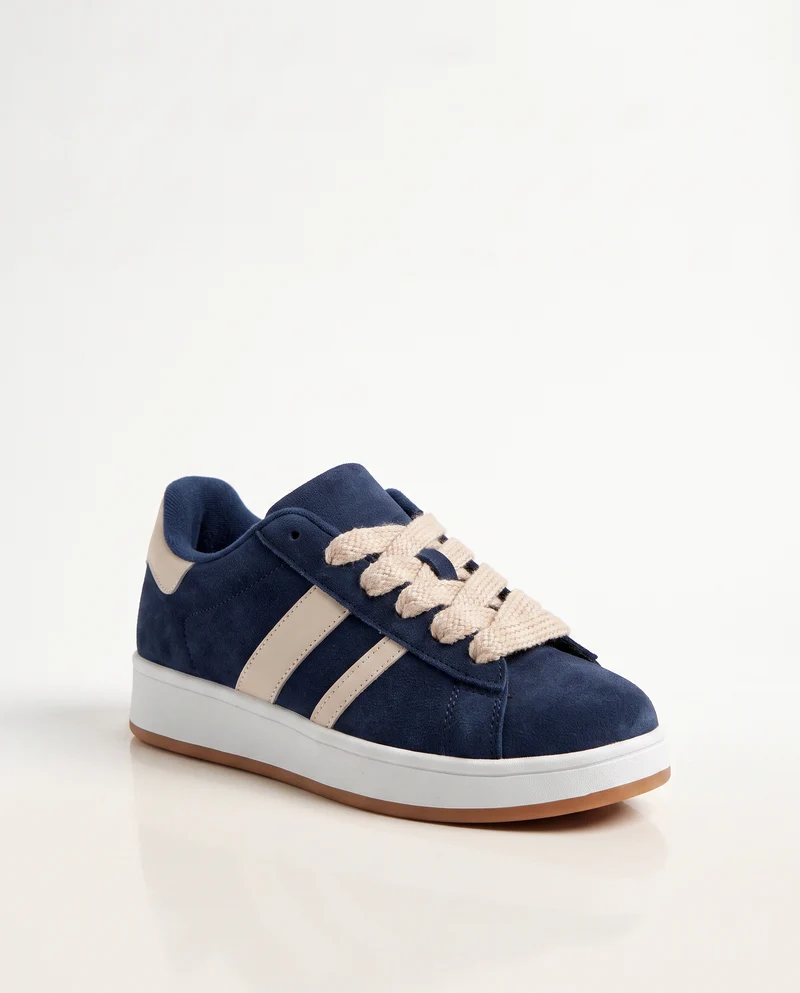 Sneakers da in poliuretano con lacci larghi - Blu