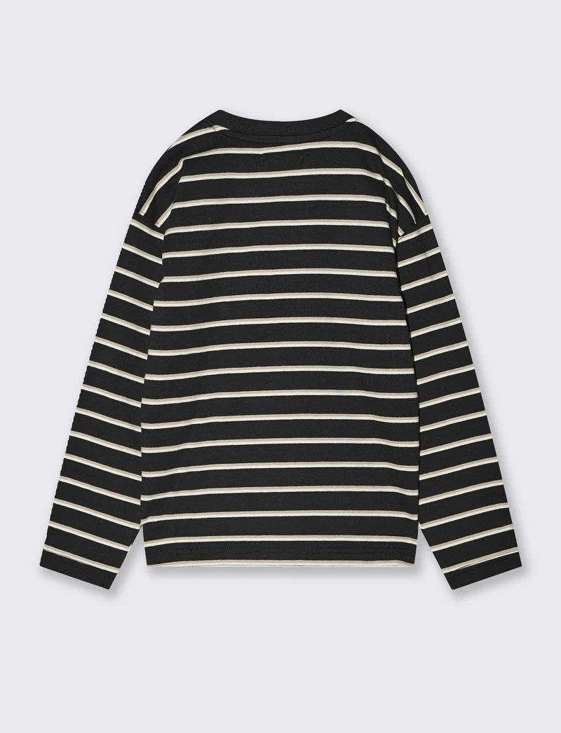 T-Shirt Rigata Maniche Lunghe con Ricamo - Righe