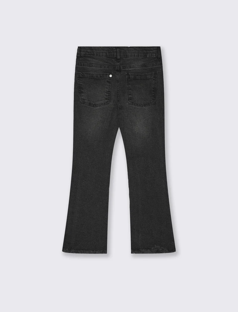 Jeans flare fit con borchie e zampa - Nero