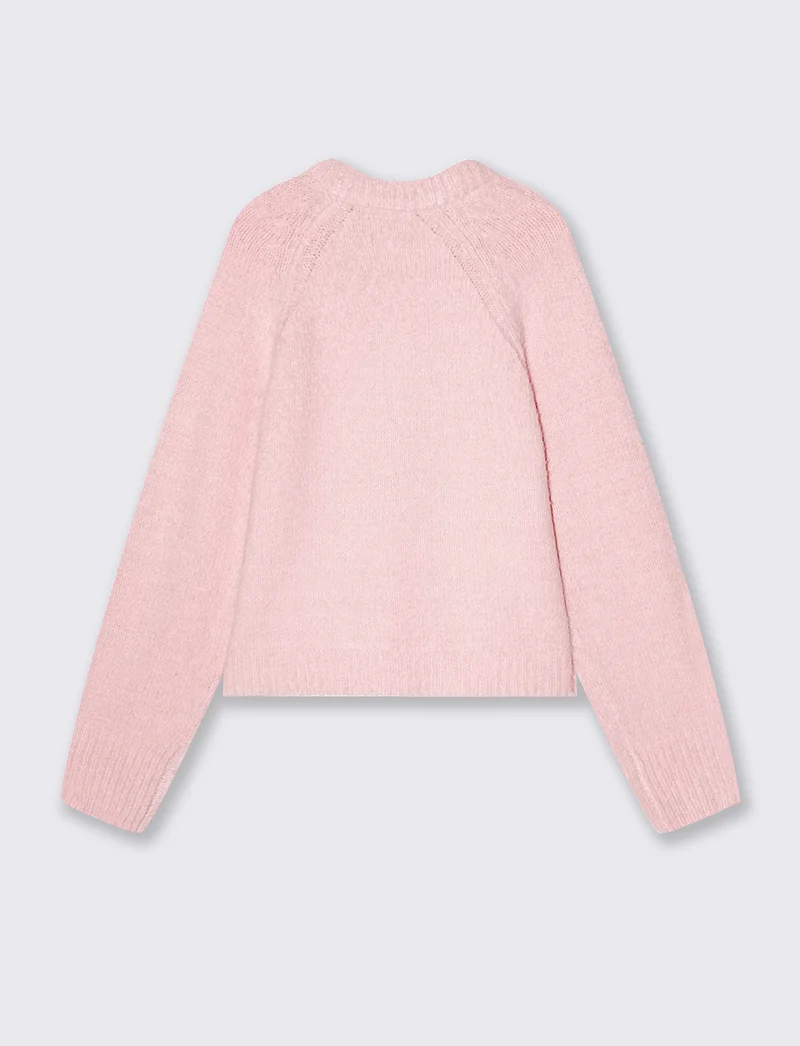 Pullover girocollo in ciniglia opaca - Rosa chiaro