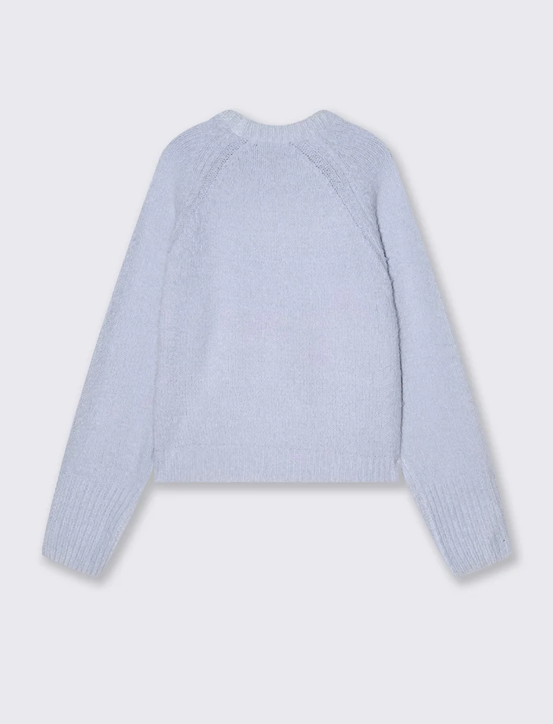 Pullover girocollo in ciniglia opaca - Azzurro cielo