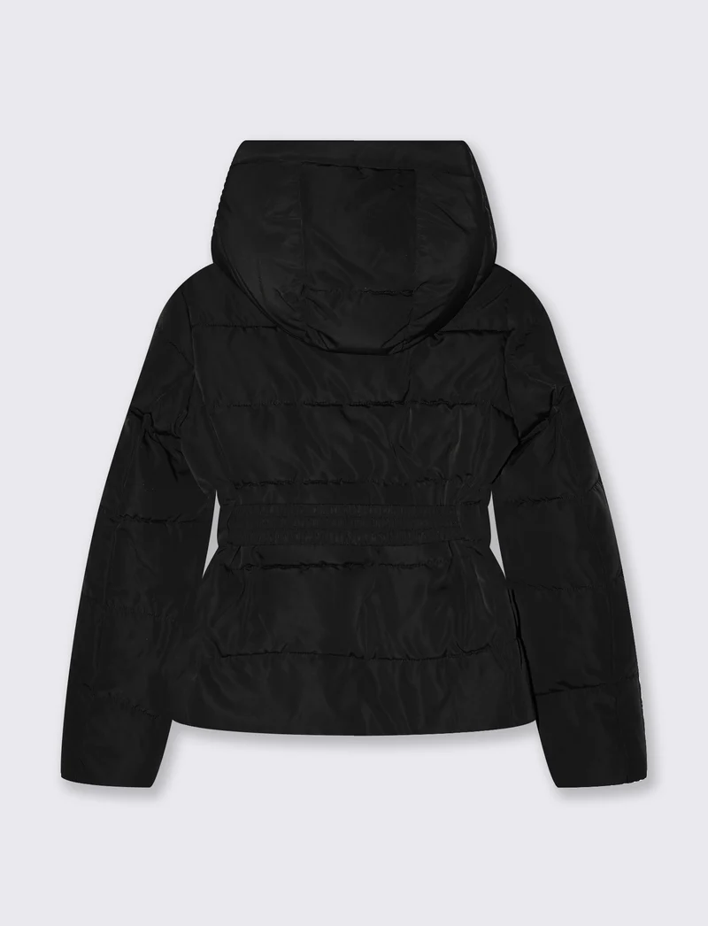 Giubbino slim imbottito con cappuccio - Nero