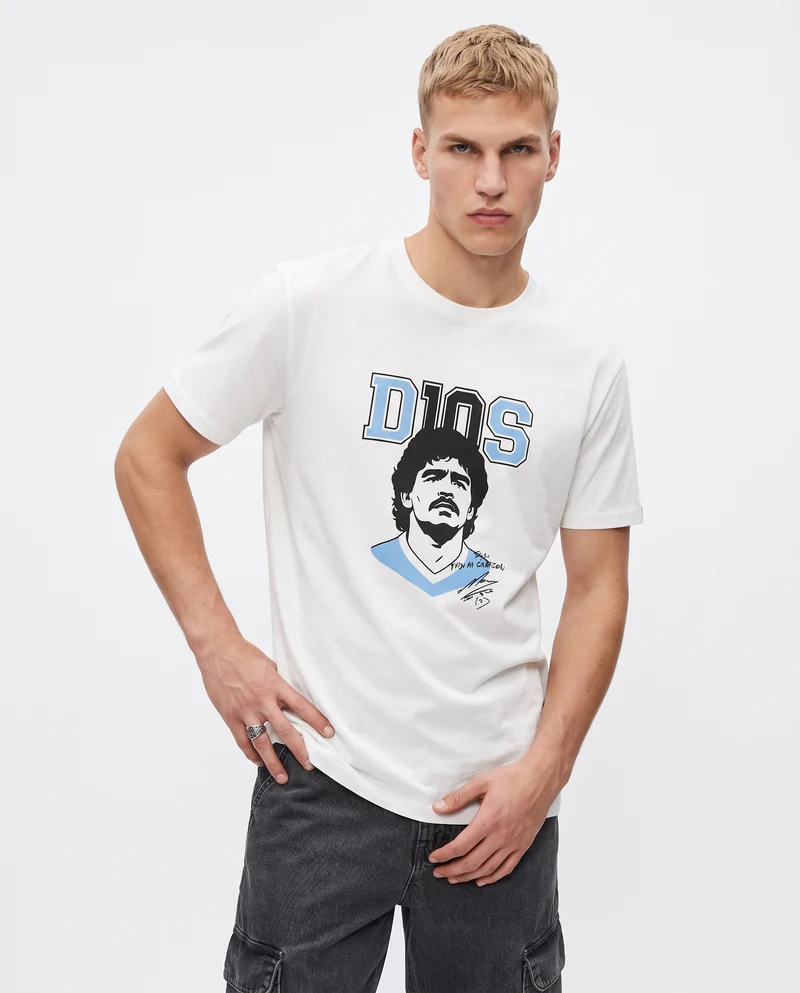 T-Shirt Jersey Premium D10S Stampa Frontale - Bianco