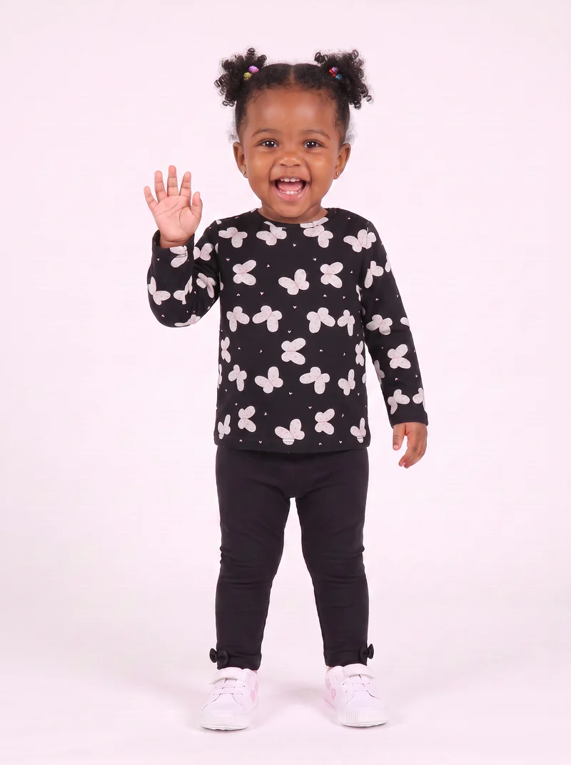 T-shirt con stampa all-over in cotone - Nero