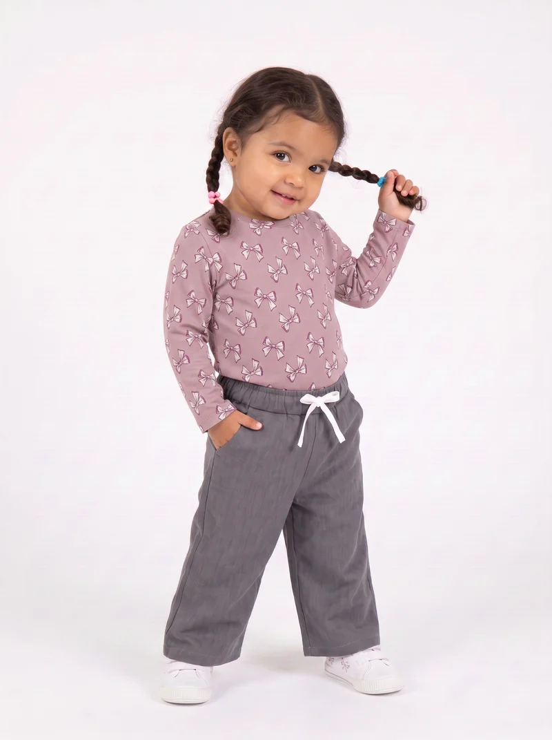 T-shirt con stampa all-over in cotone - Rosa polvere