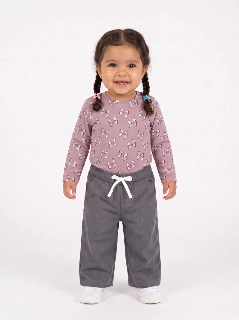 T-shirt con stampa all-over in cotone - Rosa polvere