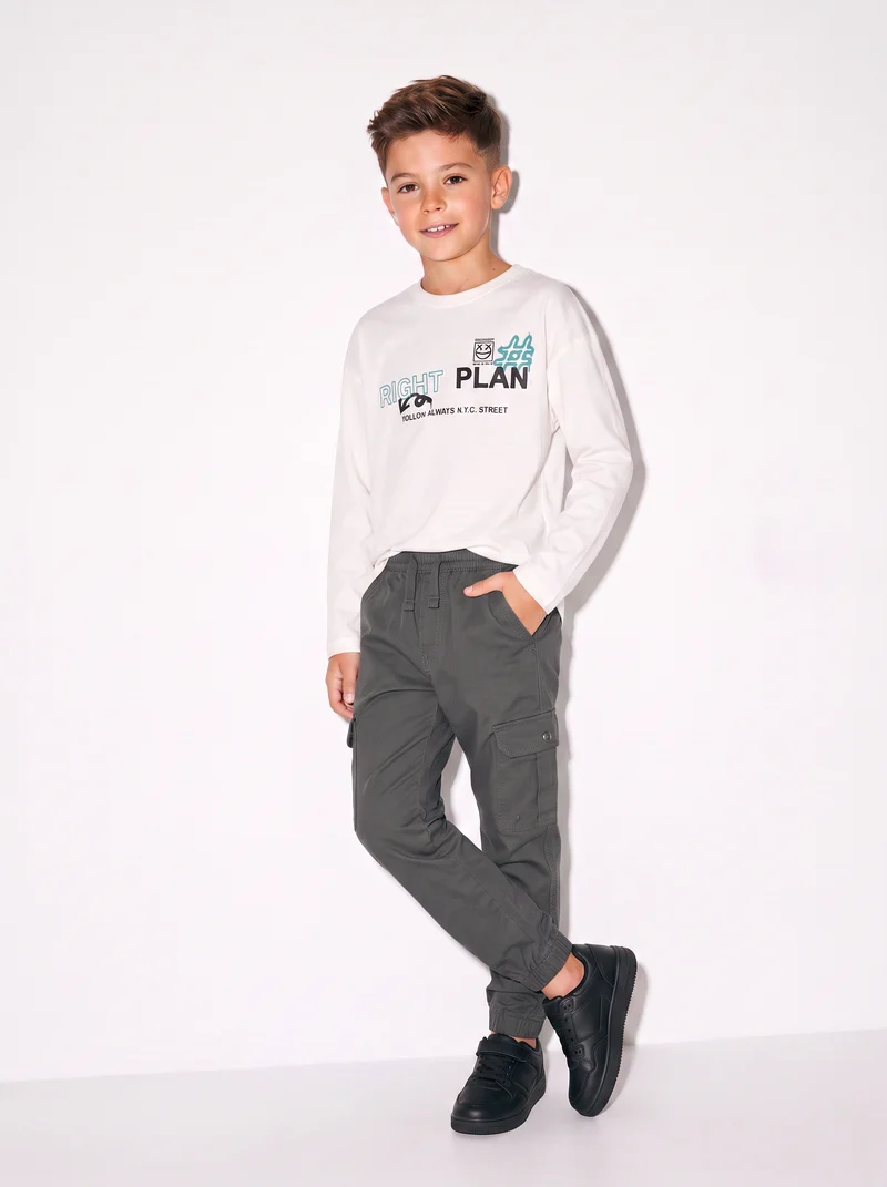 Pantaloni cargo in twill per il tempo libero - Verde militare