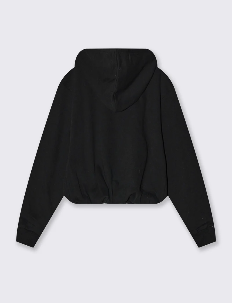 Felpa con risvolto e cappuccio pratico - Nero