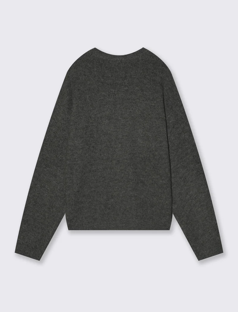 Pullover girocollo con applicazioni - Grigio mel.