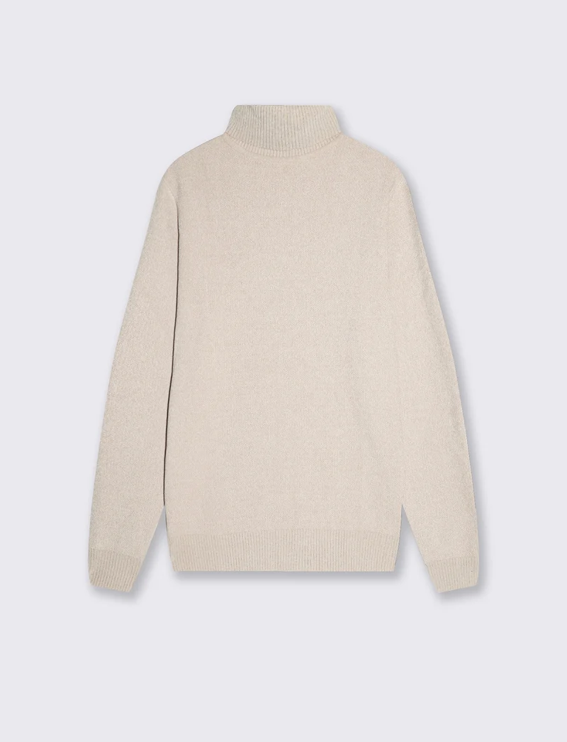 Maglia dolcevita basic in ciniglia - Sabbia