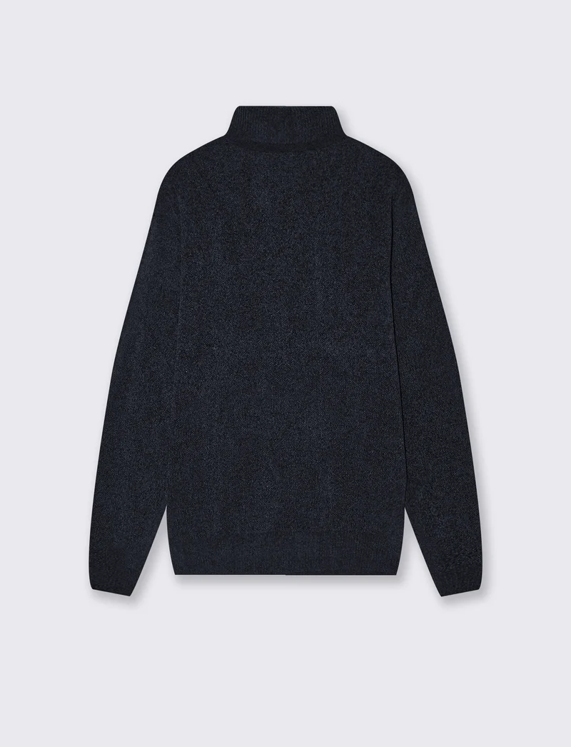 Maglia dolcevita basic in ciniglia - Blu