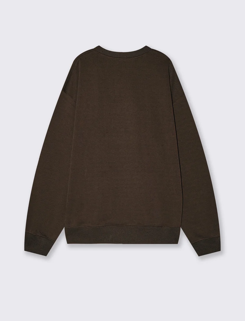 Felpa girocollo interlock relaxed fit - Moro