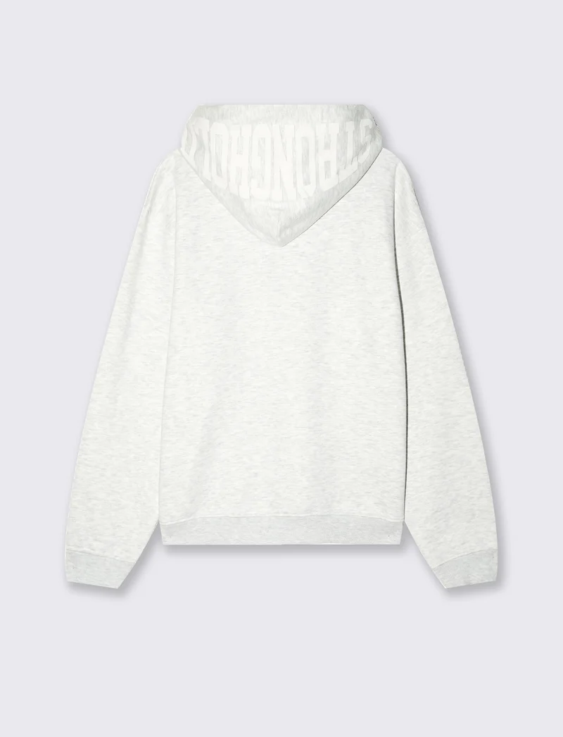 Felpa con cappuccio e stampe puff trendy - Grigio mel.