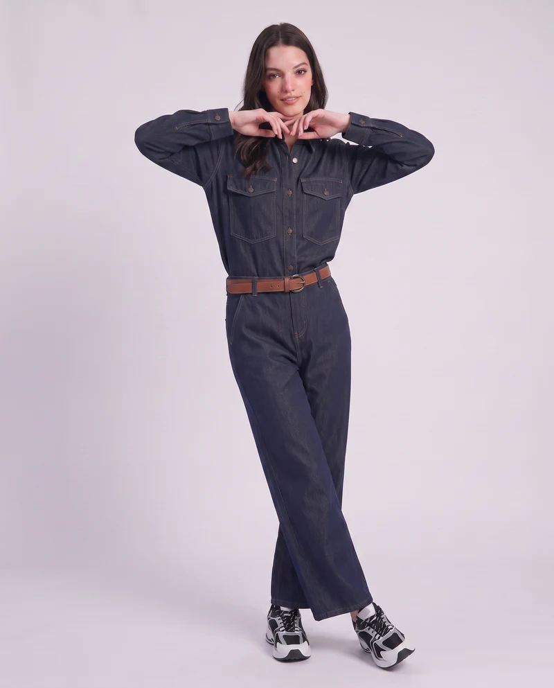 Camicia in denim con alette sulle spalle - Denim