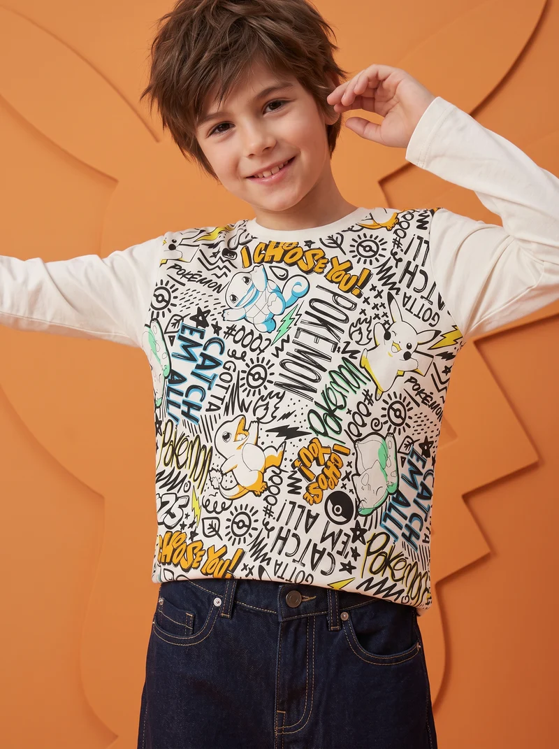 T-shirt maniche lunghe Pokemon in cotone - Fantasia