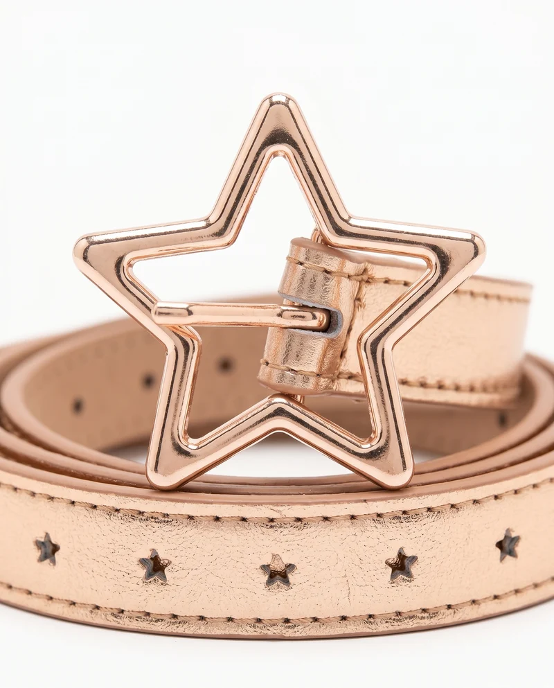 Cintura con asole a forma di stella - Oro rosa