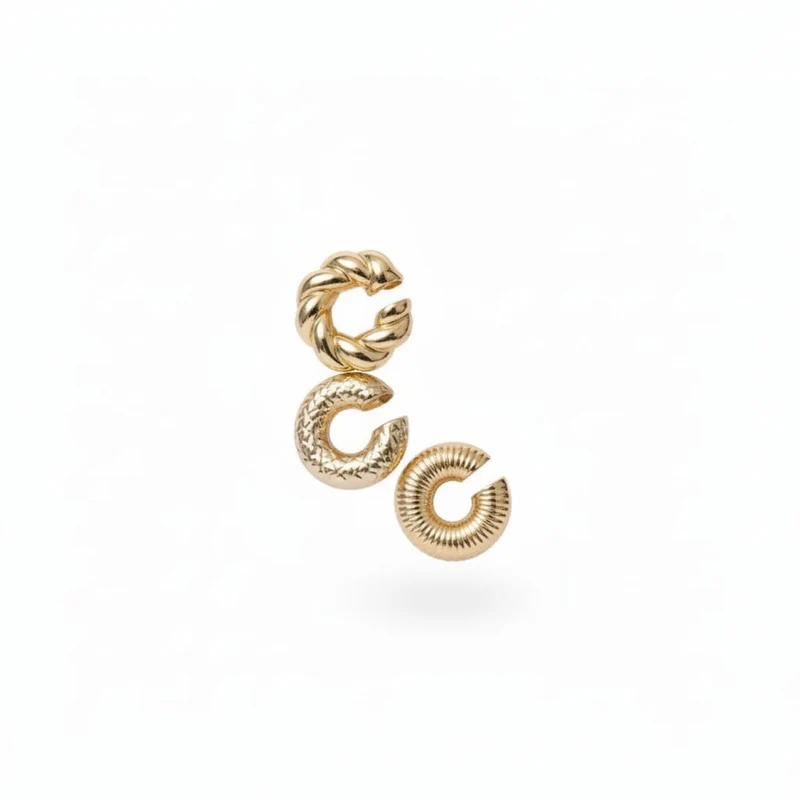 Set di 3 ear cuff a doppio cerchio - Oro