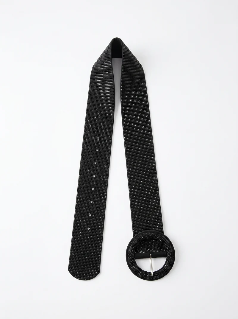 Cintura morbida con strass alta 7 cm - Nero