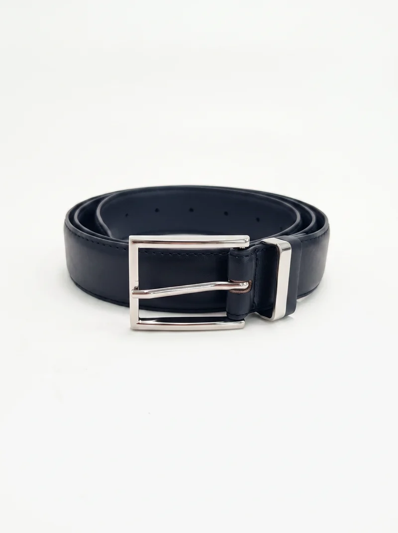Cintura uomo metallo e finta pelle - Blu