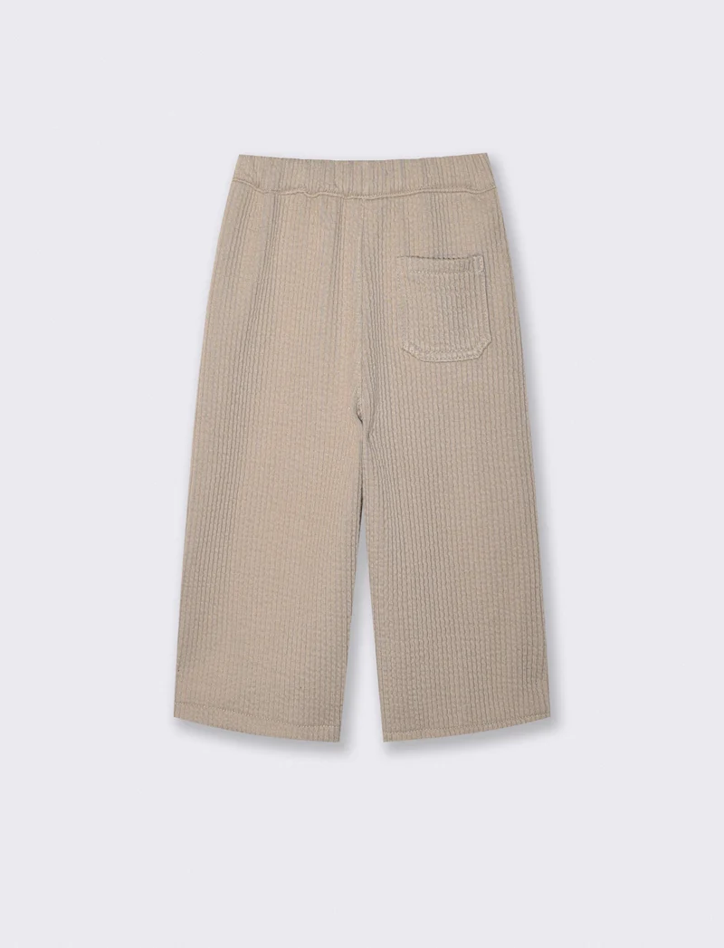 Pantaloni ampi in velluto a coste larghe - Beige
