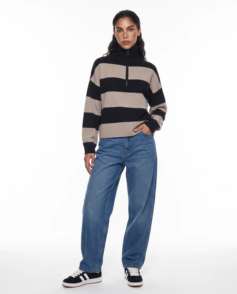 Maglia over manica lunga con zip - var 1