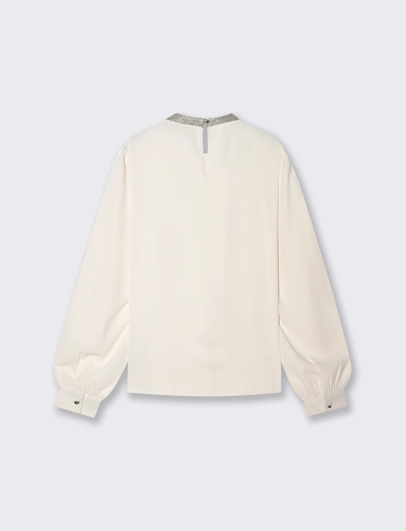 Casacca collo coreano con borchie applicate - Avorio