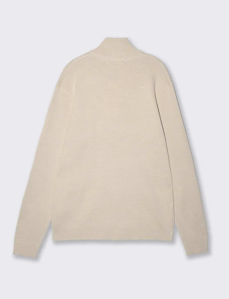 Maglia lupetto con cerniera regular fit - Sabbia