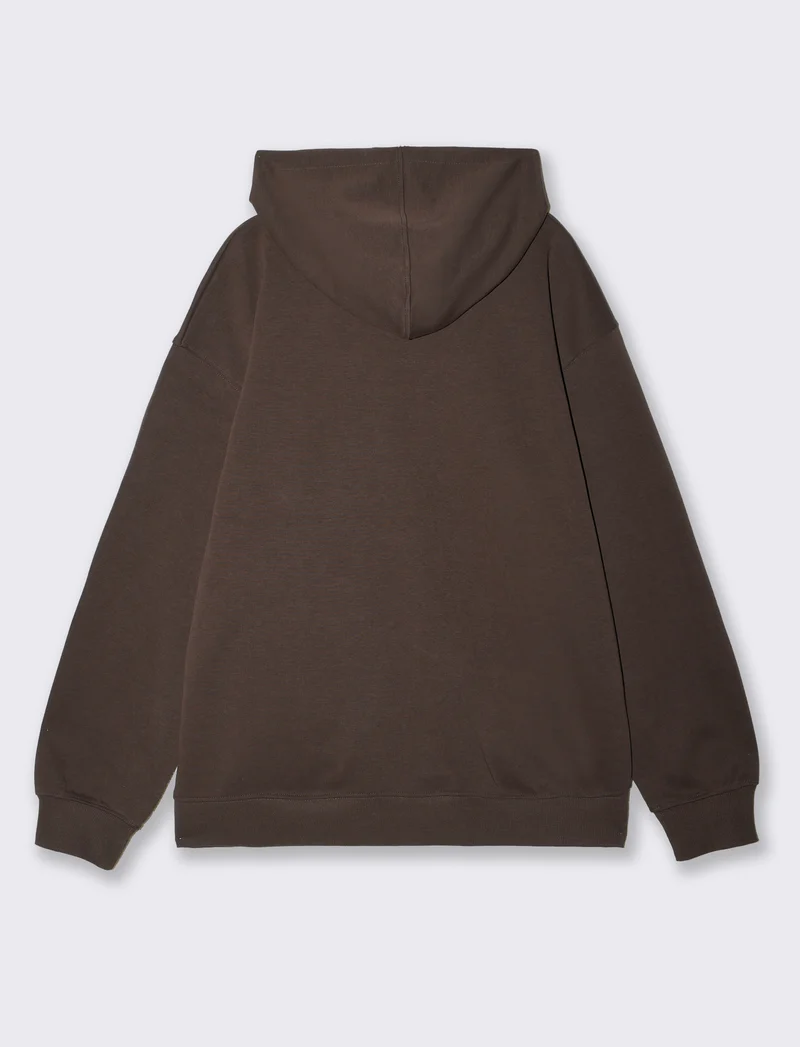Felpa Cappuccio Relaxed Fit in Interlock - Moro