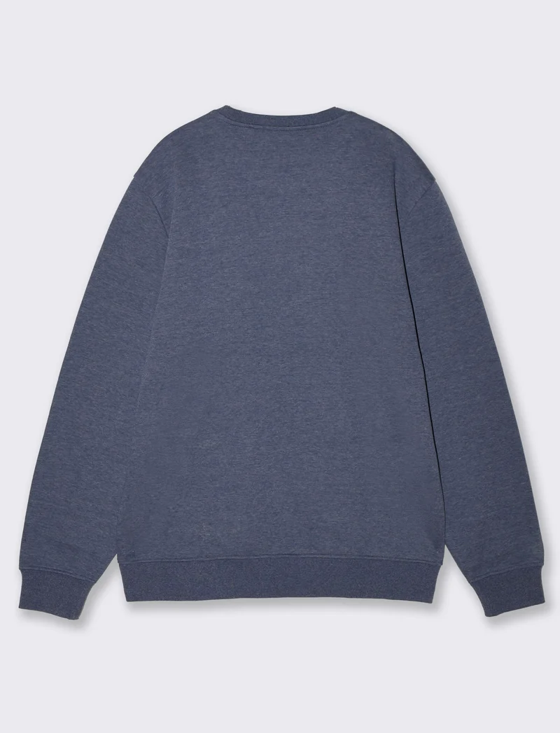 Felpa girocollo melange con stampa flock - Blu