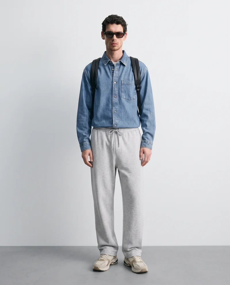 Camicia denim relaxed fit con tasca petto - Denim