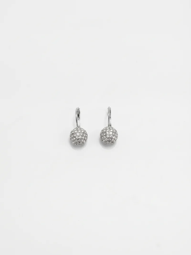 Orecchini a pallina con strass brillanti - Argento