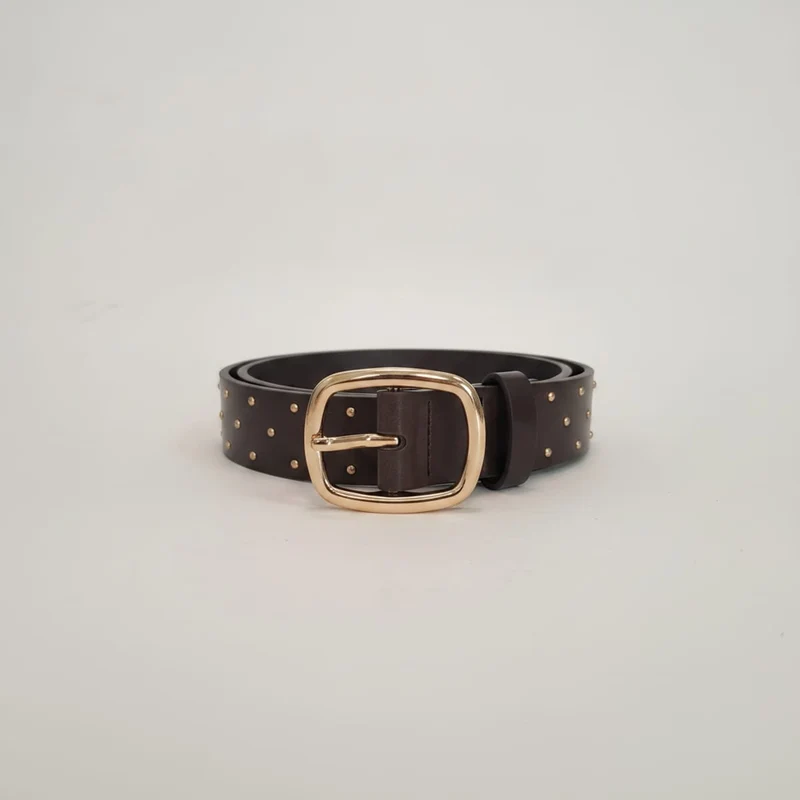 Cintura semilucida con borchie piccole - Grigio fango