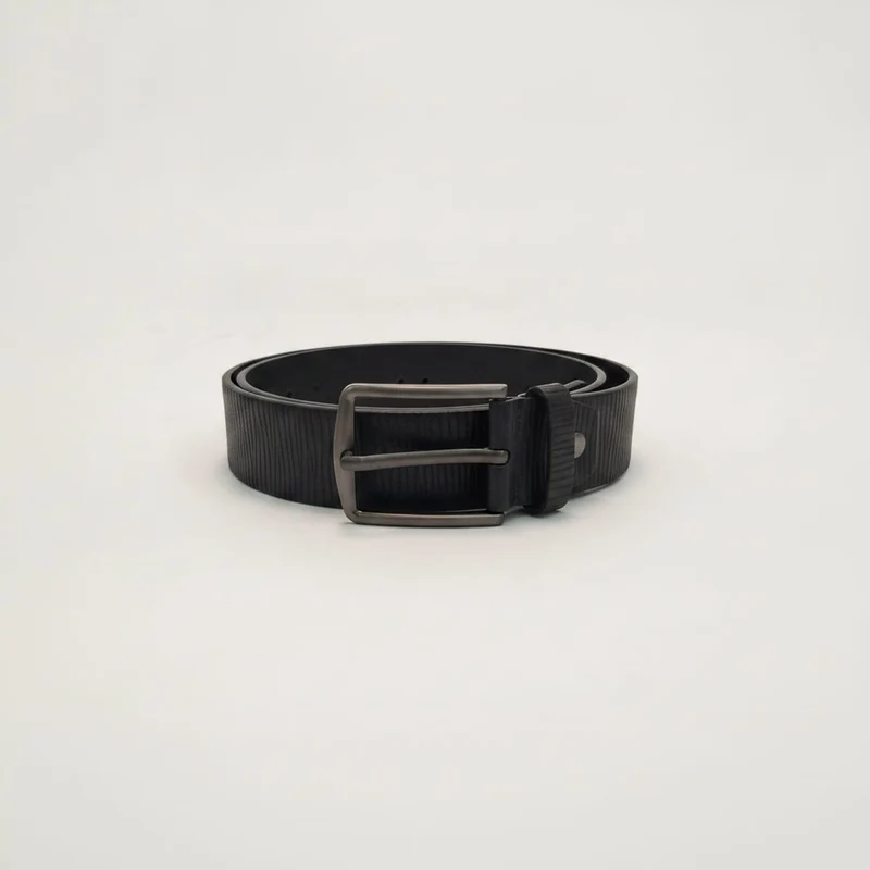 Cintura uomo fusto righe altezza 4cm - Nero