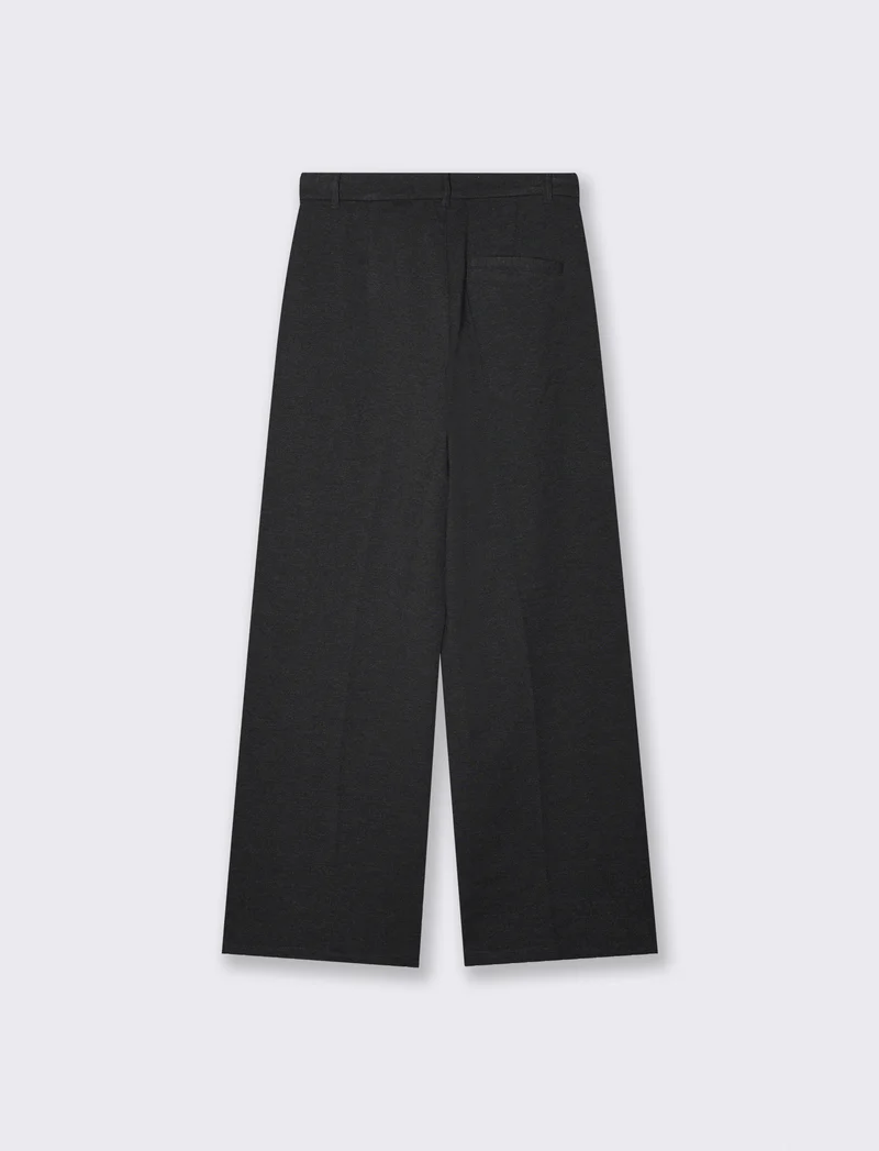 Pantalone wide leg high waist classico - Grigio mel.