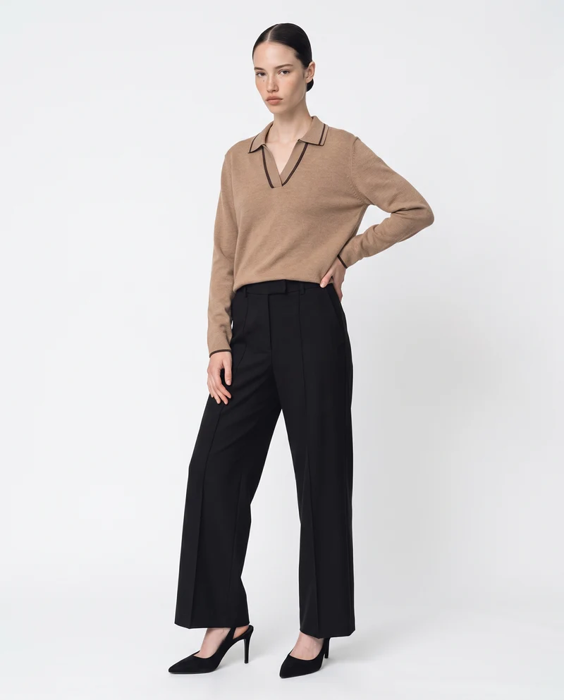 Pantalone wide leg high waist classico - Nero