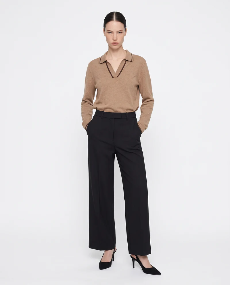 Pantalone wide leg high waist classico - Nero