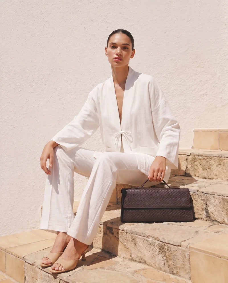 Giacca Kimono con Tasche Frontali - Bianco latte