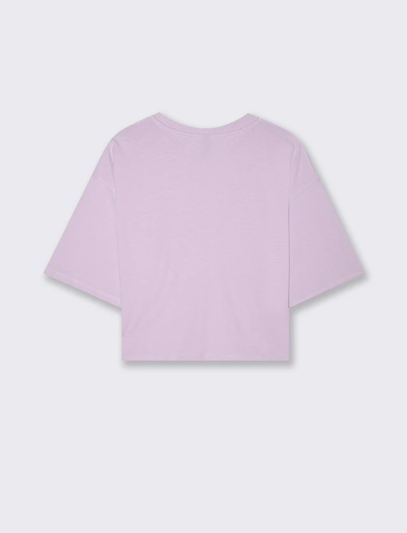 T-Shirt Crop in Cotone - Viola lavanda