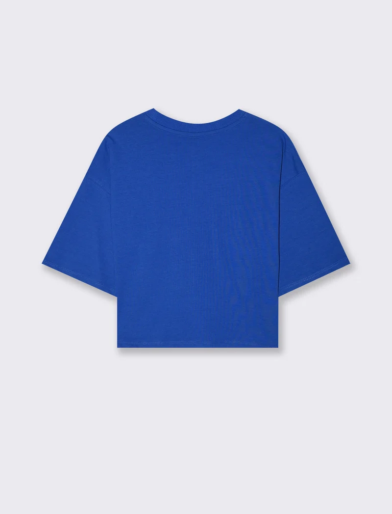 T-Shirt Crop in Cotone - Royal